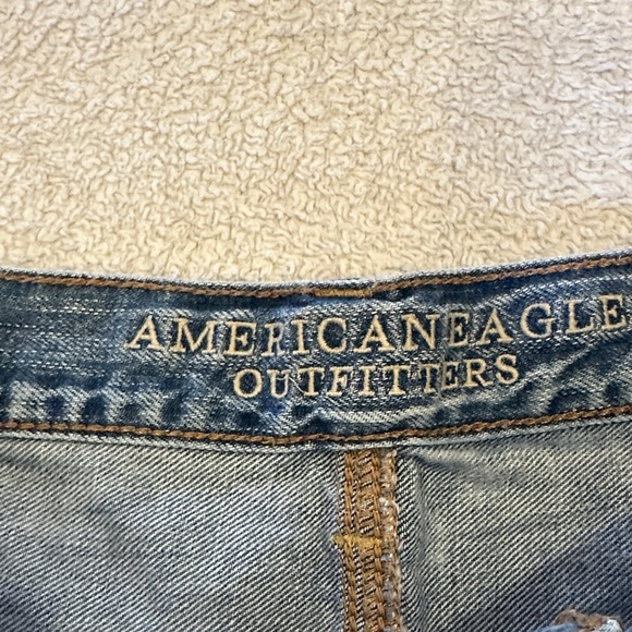 American Eagle Outfitters Distressed Blue Jean Shorts with Floral Embroidery - Picture 2 of 13